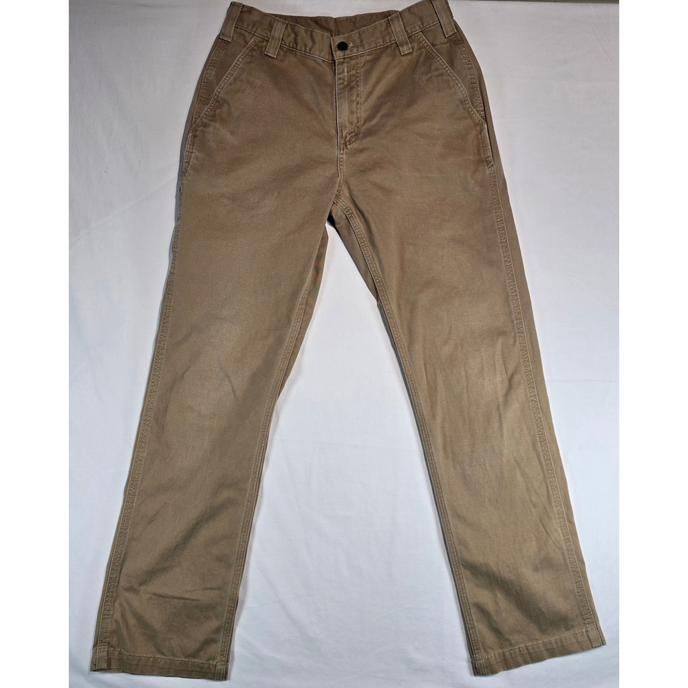 Carhartt Mens 30x32 Tan Canvas Work Pants Straight Leg Khaki 100095-253 B01